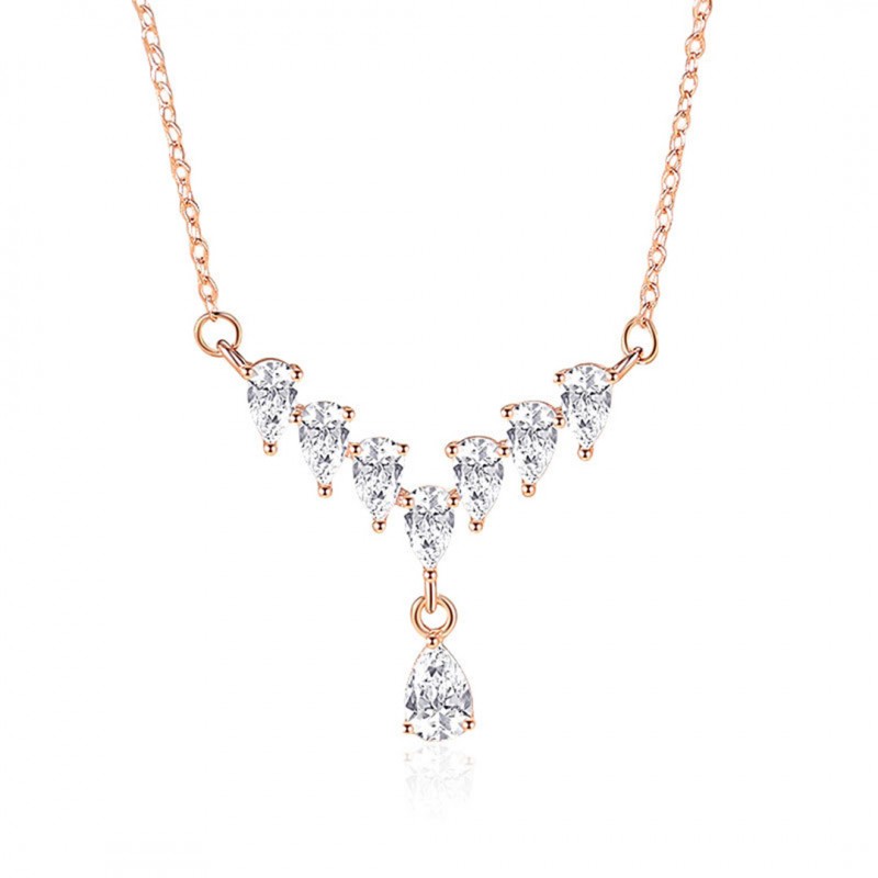 Versatile Wheat Droplet Set with Zircon Necklace 